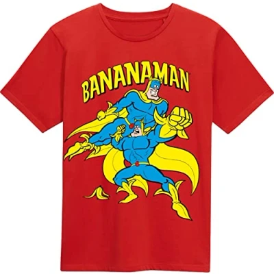 Image of Bananaman The Beano Comic Official T Shirt Banana Man Superhero (as8, Alpha, xx_l, Regular, XXL) Red