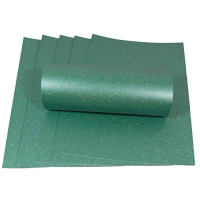 Image of 10 Sheets A4 Christmas Green Sparkle Paper with Iridescent 120gsm One Sided for Crafts Card Making