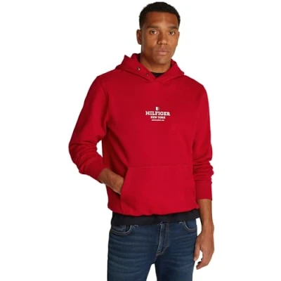 Image of Tommy Hilfiger Hoodie Unisex Sweatshirt, Size: XL, Medium red