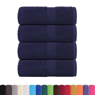 Image of vidaXL Guest Towels 30x50 cm, Navy Blue, 4 Pcs Set, 360 gsm 100% Cotton, OEKO TEX Certified, Machine Washable, Bath/Hand/Face/Kitchen/Gym