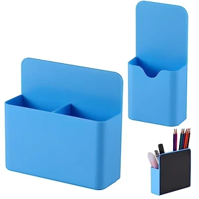 Image of KITANIS Magnetic Pen Holder,2 Pack Dry Erase Marker Holder with Generous Compartments,Strong Magnet Storage Pencil Organizer for Refrigerator,Whiteboard,Locker Accessories
