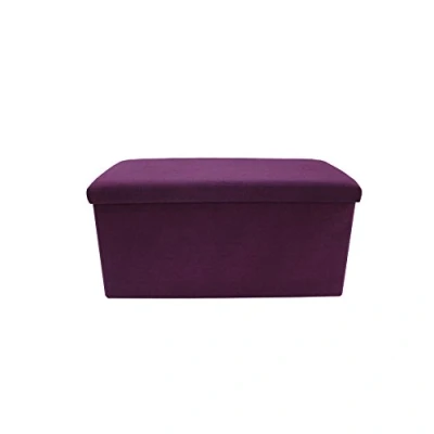 Image of Rebecca Mobili Pouffe Storage Trunk Toy Purple Cotton Entrance Living Room 37 x 76 38 cm (H W D) Art. RE6164