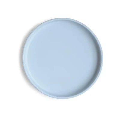 Image of Mushie Classic Silicone Suction Plate Non Slip Baby Divided for Babies &amp; Toddlers Material: Food Grade Dishwasher Microwave Safe (Powder Blue)