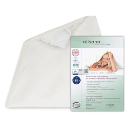 Image of Allsana Allergy Sufferers Duvet Cover 135 x 200 cm Bed Linen Anti Mites Encasing Mite Protection for People Allergic to House Dust TÜV Tested