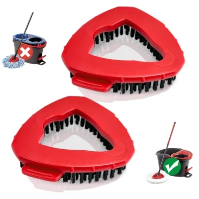 Image of Spin Mop Scrub Brush Head Replacement, Compatible with Vlieda Turbo EasyWring 1 Tank, Heavy Duty Stiff Bristles for Deep Cleaning Floors &amp; Tiles