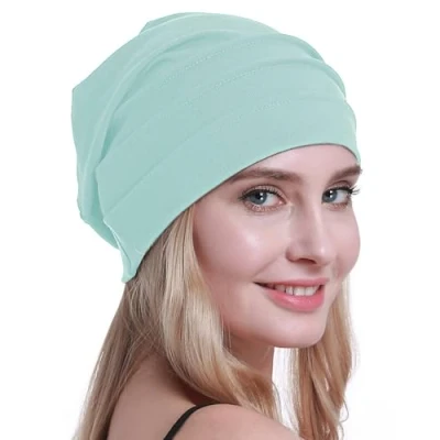 Image of osvyo Cotton Chemo Hats Soft Caps Cancer Headwear for Women Hair Loss Sealed Packaging, LIGHT PISTACHIO, One Size