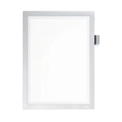 Image of Durable DURAFRAME Note Self Adhesive Magnetic Frame A4 Format in Silver Pack of 1 Frames Includes Universal Pen Holder