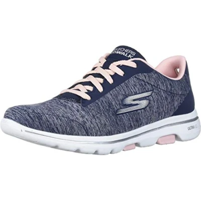 Image of Skechers Women&#039;s Go Walk 5 True Sneaker, Navy/Pink, UK