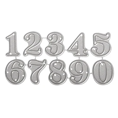 Image of Rayher 59236000 Metal Cutting Dies Small Numbers 0 9, Number Die Stencils for Card making and Scrapbooking, 10 Piece Set