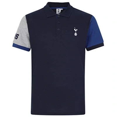 Image of Tottenham Hotspur FC Official Gift Mens Contrast Sleeve Polo Shirt Navy Large