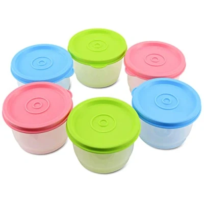 Image of Food Storage Containers with Lid 6 Piece Small Plastic Sauce Set for Microwaves Freezer Safe and Dishwasher (160 ml)