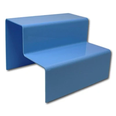 Image of EPOSGEAR Sweet Pastel Two Step Tier Coloured Acrylic Plastic Retail Riser Counter Display Stands Perfect for Shops, Stalls, Ornaments, Models etc (Candy Floss Blue, Large)
