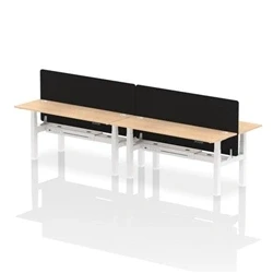 Image of Air B2B 1800x600mm Adjustable 4P Bench Desk CP Maple/White + Screen