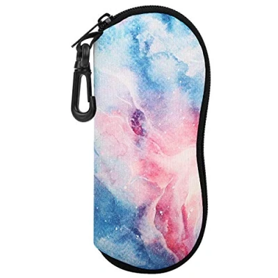 Image of MoKo Sunglasses Soft Case, [Ultra Lightweight] Neoprene Zippered Eyeglass Storage Case with Belt Clip for Eyewear, Frames, Carrying Pouch Makeup Bag Keys, Pencils, Cards Dreamy Nebula