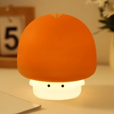 Image of YISUN Night Light, Light Kids, Squishy Silicone Cute Lamp, Rechargeable DimmablePortable Bedside Touch Nursery Baby for Breastfeeding Room (Mushroom Lamp)