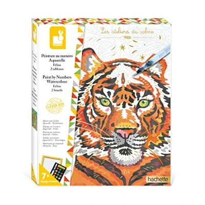 Image of Janod Paint by Numbers Set Felines 2 Make Your Own Pictures Watercolour Painting Les Ateliers du Calme Children’s Arts &amp; Crafts Kit 7 Years +, J07954