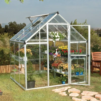 Image of 6&#039;x6&#039; Palram Canopia Harmony Small Silver Polycarbonate Greenhouse (1.8x1.8m)