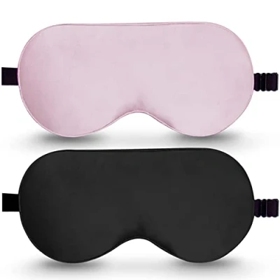 Image of BeeVines Sleep Mask, 2 Pack 100% Real Natural Pure Silk Eye Masks with Adjustable Strap for Sleeping, Mulberry Shade Cover, Blocks Light Reduces Puffy Eyes Traveling Gifts