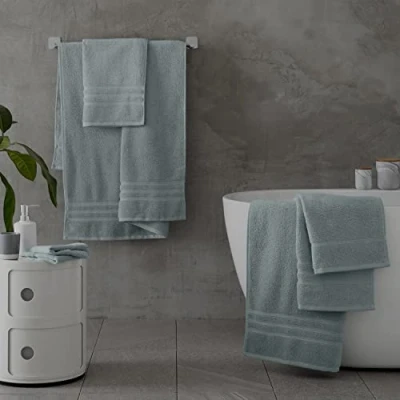 Image of Catherine Lansfield Zero Twist Soft &amp; Absorbent Cotton 8 Piece Towel Set Sage Green