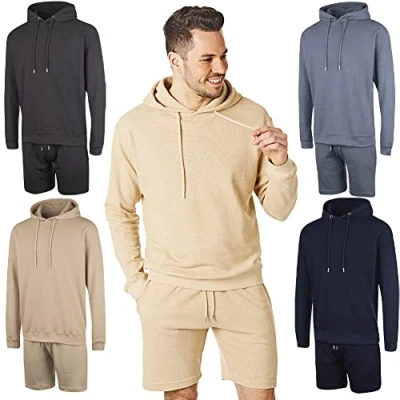 Image of RIPT Performance RCSET762 Men&#039;s Hooded Top and Short Loungewear Set, Sand, L