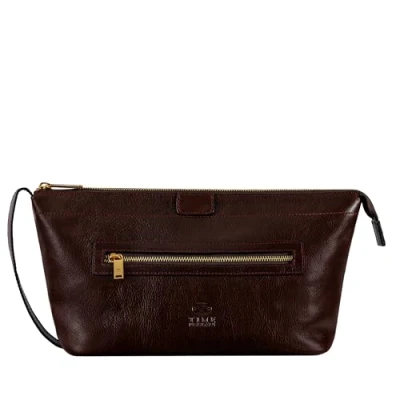 Image of Time Resistance Leather Toiletry Bag Dopp Real Cosmetic Case Wash