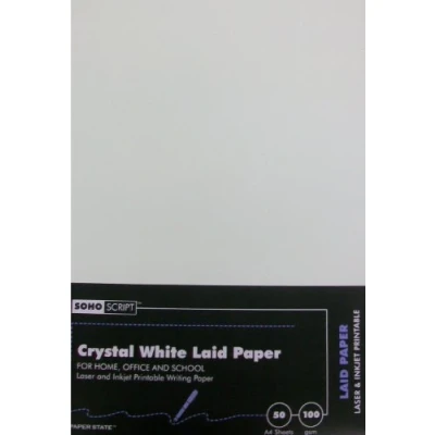 Image of Paper State Soho Script A4 100gsm Laid Crystal White (50 Sheets)