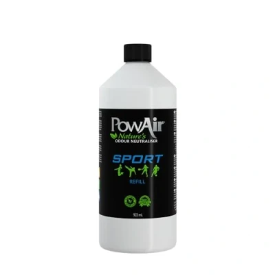 Image of PowAir Sport Odour Removal Refill Dual Action Enzymatic Formula Eliminate Organic Odours from Sports Equipment and Clothing 922ml Bottle