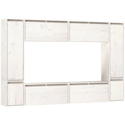 Image of vidaXL TV Cabinets 8 pcs White Solid Wood Pine