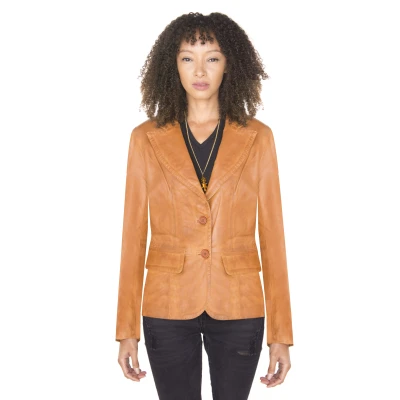 Image of Infinity Leather Womens Blazer Jacket Seregno Tan Size 10 UK