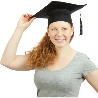 Image of Relaxdays Graduation Cap, for University, Doctorate, Costume Hats, Polyester, One Size, 12 x 28 cm, Black