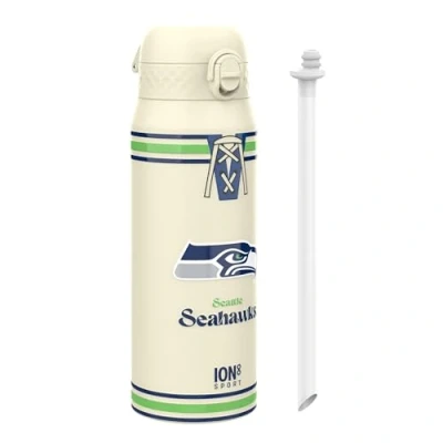 Image of Ion8 NFL Seahawks Sports Thermal water Bottle with Removable Straw, 750ml/24oz, Leak proof Vacuum Insulated Drinking Bottle, Easy to Open, Secure Lock, Dishwasher Safe, Flip Cover, Metal