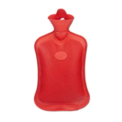Image of Relaxdays Hot Water Bottle Without Cover, Durable, Secure Warming Bag, 2 L Capacity, Odourless Natural Rubber, Red, 36 x 18.5 4 cm