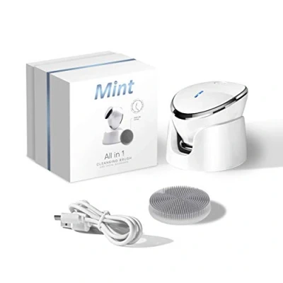Image of MINT sonic facial cleansing brush and massager waterproof silicone face brush, deep cleansing, gentle exfoliating, flawless cleanse for Removing Blackhead, Wrinkle, Anti Aging, Skin Tightening