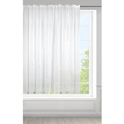Image of Eurofirany LUCY Voile Curtain, Sheer Curtain with Eyelets 1 Unit, Bedroom, Living Room, Kitchen, W138 x L59, White