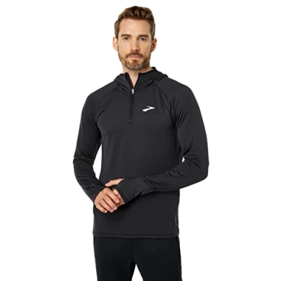 Image of BROOKS 211402001 Notch Thermal Hoodie 2.0 Sweatshirt Men&#039;s Black Size 25