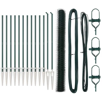 Image of vidaXL Fencing Set of 2 Green Metal 25 x 1.5 m Durable