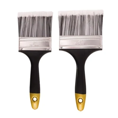 Image of 3&quot; and 4&quot; Paint Brush Durable DIY Decorating Brush, Smooth Finish, Synthetic Bristles Suitable for Emulsion, Gloss Satin Paints, Can be Used on Walls, Ceilings, Wood Metal