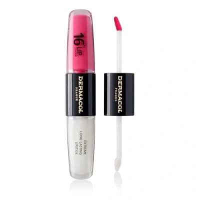 Image of NEW Dermacol 16 Hour Lip Colour, Highly Pigmented Glossy Stain, Two Phase Plumper Gloss, Kissproof Makeup Products with Matte and Glitter Finish, n. 18, Cotton Candy