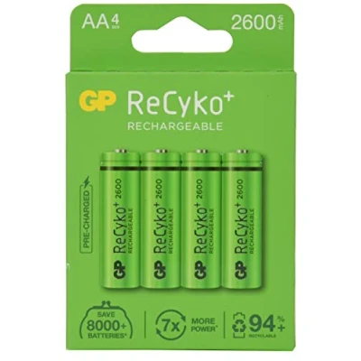 Image of GP ReCyko+ AA 2600mAh 1.2V NiMH Rechargeable Battery Batteries 4 Pack