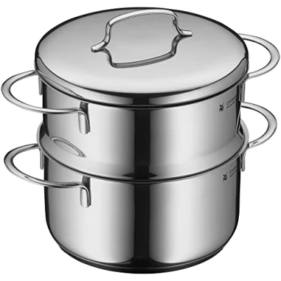 Image of WMF 716836040 GemüseSteamer Ø 16 cm approx. 1,5l Mini stackable Cromargan stainless steel brushed suitable for all stove tops including induction dishwasher safe, Silver