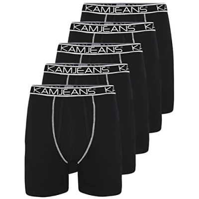 Image of KAM JEANS (5 Pack) Mens Boxer Shorts with Elastic Waistband Breathable Underwear Suitable for any Occasion and Gift Idea Big King Plus Size 2XL 3XL 4XL 5XL 6XL 7XL 8XL Black White XXL