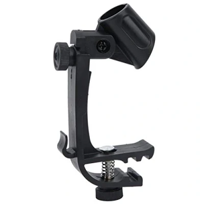 Image of 2 Pcs Drum Mircophone Clips, Adjustable Mic Clamp Universal Microphone Holder with Groove Gear Shockproof Rims Clips