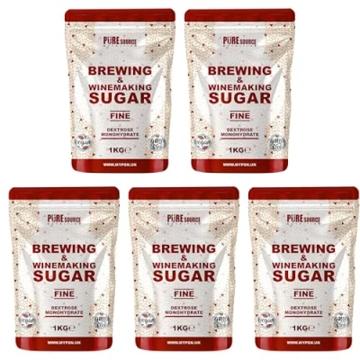Image of Pure Source Nutrition Brewing Sugar (Glucose) 1KG x 5 = 5KG Home Brew Beer, Lager, Cider, Wine, Spirits Kits, Beer Brewing, Wine Making