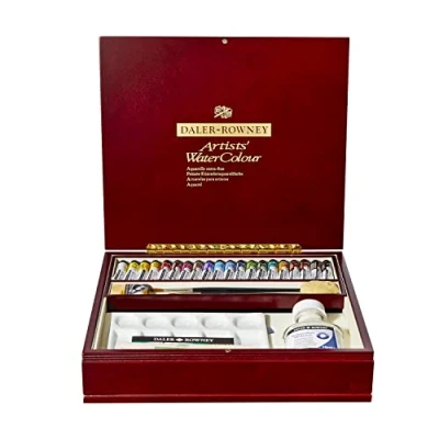 Image of Daler Rowney Artists&#039; Luxury Large Watercolour Box Set, 20 Assorted Colours x 5ml Tube, Complete Professional Ideal for Artists
