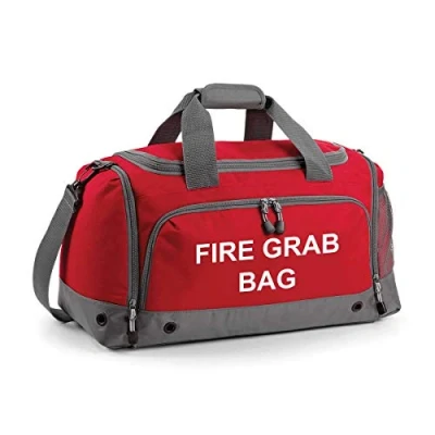 Image of School Evacuation Fire Grab Bag Printed Red Emergency Kit &amp; Documents 30 Litre Holdall
