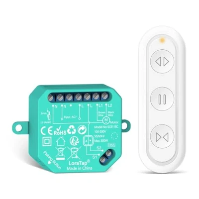 Image of LoraTap Radio Shutter Control Retrofit Kit for Shutters, Blinds and Awnings, Consisting of RF Remote + Receiver Module, Easy to Assemble