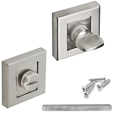 Image of DecorAndDecor Square Escutcheon Thumb Turn Key Rose (Chrome WC Turn)