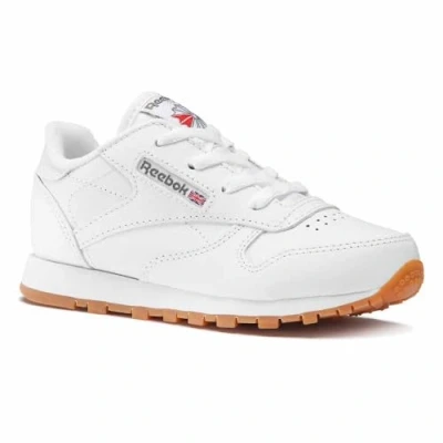 Image of Reebok Boy&#039;s Classic Leather Sneaker, White Gum Int, 12 UK