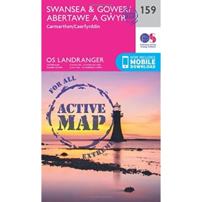 Image of Landranger Active 159 Swansea &amp; Gower, Carmarthen Map With Digital Version