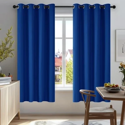 Image of Deconovo Blue Blackout Curtains Eyelet Thermal Insulated Bedroom for Living Room 46 x 54 Inch Drop 2 Panels